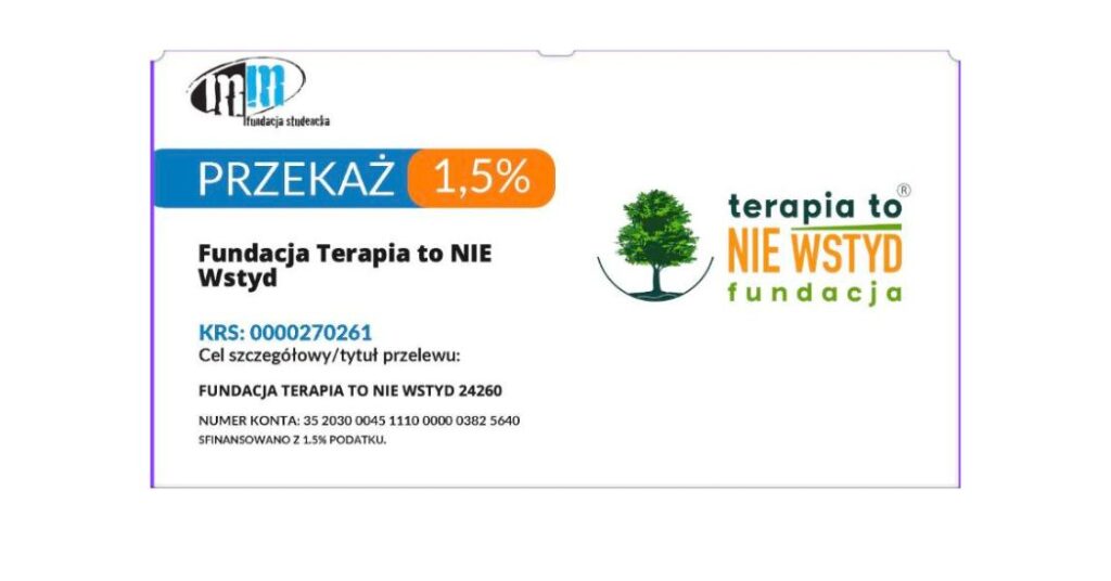 Terapia to NIE WSTYD – Przekaż 1,5%
